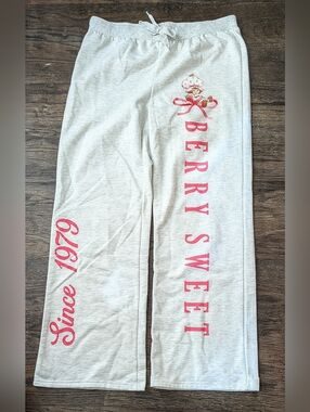 New XL Strawberry Shortcake BERRY SWEET Light Grey Lounge Pants